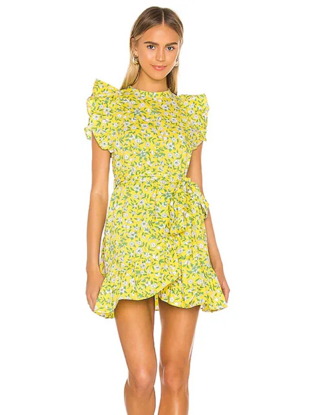 Banjanan Audrey Floral Cotton-Poplin Flutter Sleeve Mini Dress